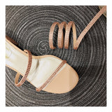 S-shoe R.e.n.e C.a.o.v.i.l.l.a Womens Chunky Block Low Mid Heel Lace Up Strappy Sandal Faux Suede Shoes
