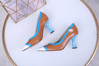 S-shoe Fendi Stiletto High Heel Shoes for Women Pointed Closed Toe Classic Slip On Dress Pumps