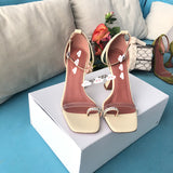 S-shoe A.M.I.N.A M.U.A.D.D.I Women's Strappy Chunky Block Sandals Ankle Strap Open Toe High Heel for Dress Wedding Party Evening Office Shoes Sandals