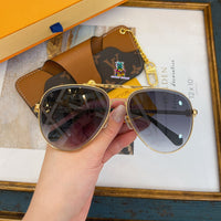 S-sunglasses Louis Vuitton High Qulity women's Round Metal Sunglasses Shades For Z1618E Female Ladies Brown Eyewear Women's Polarized Square Sunglasses Oversized Black Shades Flat Lens Male Female Fashion Driving Glasses