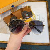 S-sunglasses Louis Vuitton High Qulity women's Round Metal Sunglasses Shades For Z1618E Female Ladies Brown Eyewear Women's Polarized Square Sunglasses Oversized Black Shades Flat Lens Male Female Fashion Driving Glasses