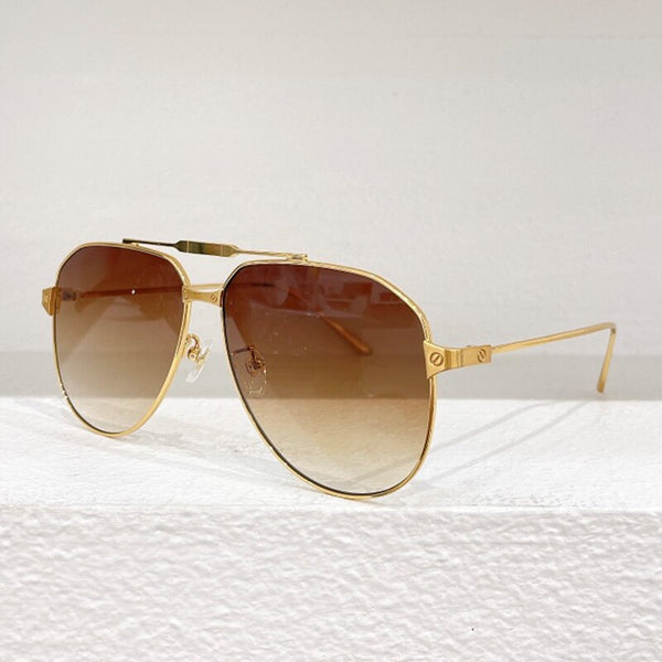 0352S Pure Titanium Double Bridge Women Luxury Gold Sunglasses Uv400 Original Quality Solar Glasses Men Oval CT Eyewear