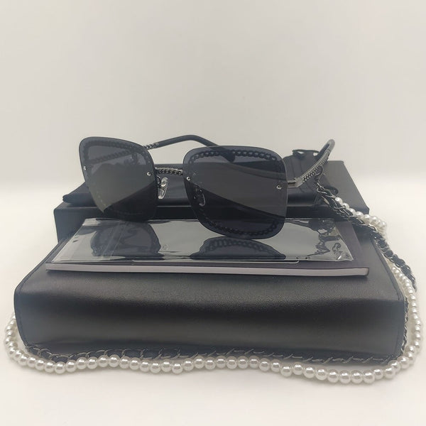 Sale Rimless Gold Chain Brand Shades Sunglasses For Women Metal Girl Party Retro Sunglasses Aesthetic Rimless Trendy Sun Glasses