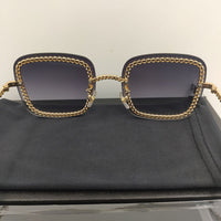 2022 Retro Shield Gold Chain Sunglasses For Women Summer Brand Designer Ladies Party Rimless Steampunk For Sun Glasses UV400