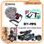 E-electronic Xinpu BOYA BY-MM1/BY-MM1+ Camera Video Record Microphone Youtube Vlogging Facebook Livestream Mic for iPhone iPad HuaWei Smartphone DJI Osmo Mobile 2,for ZHIYUN Smooth 4(BY-MM1)