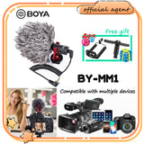 E-electronic Xinpu BOYA BY-MM1/BY-MM1+ Camera Video Record Microphone Youtube Vlogging Facebook Livestream Mic for iPhone iPad HuaWei Smartphone DJI Osmo Mobile 2,for ZHIYUN Smooth 4(BY-MM1)