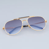 Pure Titanium Oval Gold Original Qaulity Sunglasses Uv400 Men Fashion Exquisite Eyeglasses Double Bridge Big Face Eyeglasses