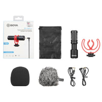 E-electronic Xinpu BOYA BY-MM1/BY-MM1+ Camera Video Record Microphone Youtube Vlogging Facebook Livestream Mic for iPhone iPad HuaWei Smartphone DJI Osmo Mobile 2,for ZHIYUN Smooth 4(BY-MM1)