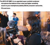 E-electronic Xinpu BOYA BY-MM1/BY-MM1+ Camera Video Record Microphone Youtube Vlogging Facebook Livestream Mic for iPhone iPad HuaWei Smartphone DJI Osmo Mobile 2,for ZHIYUN Smooth 4(BY-MM1)