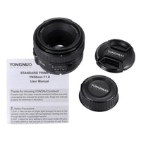 E-electronic YONGNUO YN 50mm YN50mm F1.8 Large Aperture Auto Focus Lens For Nikon D800 D300 D700 D3200 D3300 D5100 D5200 D5300 DSLR Camera For Canon Rebel T6 EOS 700D 750D 800D 5D Mark II IV 10D 1300D