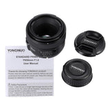 E-electronic YONGNUO YN 50mm YN50mm F1.8 Large Aperture Auto Focus Lens For Nikon D800 D300 D700 D3200 D3300 D5100 D5200 D5300 DSLR Camera For Canon Rebel T6 EOS 700D 750D 800D 5D Mark II IV 10D 1300D