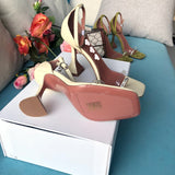 S-shoe A.M.I.N.A M.U.A.D.D.I Women's Strappy Chunky Block Sandals Ankle Strap Open Toe High Heel for Dress Wedding Party Evening Office Shoes Sandals