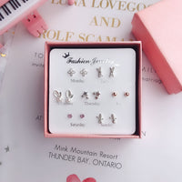 7 Pairs/set Of Simple One Week Earrings Set Fashion Earrings Combination Set Female Love Star Moon Flower Simple Cute Stud Earrings Jewelry