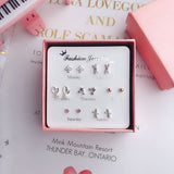 7 Pairs/set Of Simple One Week Earrings Set Fashion Earrings Combination Set Female Love Star Moon Flower Simple Cute Stud Earrings Jewelry