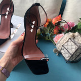 S-shoe A.M.I.N.A M.U.A.D.D.I Women's Strappy Chunky Block Sandals Ankle Strap Open Toe High Heel for Dress Wedding Party Evening Office Shoes Sandals