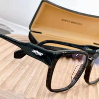 S-sunglasses Korean Style Rectangular Black Acetate Frame Anti Radiation Glasses For Loopy Women Oversized Shades for Women Glasses Frame Clear Lens Eyeglasses Elastic Temples Leg