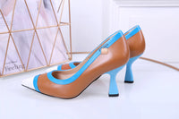 S-shoe Fendi Stiletto High Heel Shoes for Women Pointed Closed Toe Classic Slip On Dress Pumps