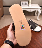 S-shoe H.e.r.m.e.s Spring Summer New Flat-bottom Wear Lazy Beach Toe Comfort Joker Slippers Women's Genuine Cow Leather Slippers Couple Indoor Non-slip Men Women Home Fashion Casual Single Shoes PVC Soft Soles