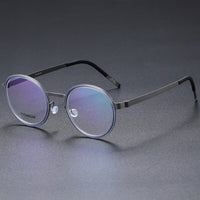 Eyeglass Frame Denmark Linde 9752 Titanium No Screw Korea Round Glasses Frames Optical Ultra-light Business For Men Women
