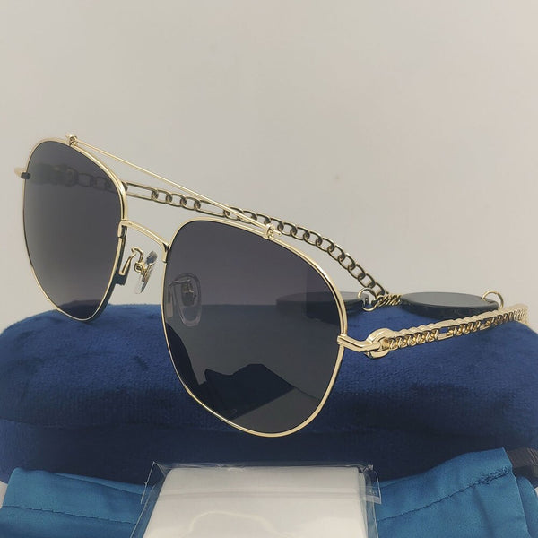 2022 Aesthetic Chain Personality Sunglasses For Women Square Brand Designer Fashion Summer Shades Girls For Sun Glasses UV400
