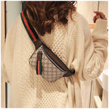 L-package Women's Canvas Designer PU Waist Purse Belt Bag Fashion Personality Messenger Chest Bag
