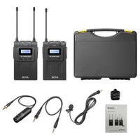 E-electronic XINPU New BOYA BY-WM8 Pro-K1/K2 UHF Wireless Microphone (Transmitter+Receiver) 48 Channels Lapel Mic System with LCD Screen for DSLR Camera Camcorder iPhone Samsung Youtube Street Interview Livesteam Vblog