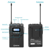 E-electronic XINPU New BOYA BY-WM8 Pro-K1/K2 UHF Wireless Microphone (Transmitter+Receiver) 48 Channels Lapel Mic System with LCD Screen for DSLR Camera Camcorder iPhone Samsung Youtube Street Interview Livesteam Vblog