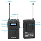 E-electronic XINPU New BOYA BY-WM8 Pro-K1/K2 UHF Wireless Microphone (Transmitter+Receiver) 48 Channels Lapel Mic System with LCD Screen for DSLR Camera Camcorder iPhone Samsung Youtube Street Interview Livesteam Vblog