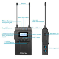 E-electronic XINPU New BOYA BY-WM8 Pro-K1/K2 UHF Wireless Microphone (Transmitter+Receiver) 48 Channels Lapel Mic System with LCD Screen for DSLR Camera Camcorder iPhone Samsung Youtube Street Interview Livesteam Vblog