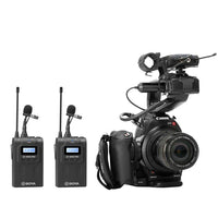 E-electronic XINPU New BOYA BY-WM8 Pro-K1/K2 UHF Wireless Microphone (Transmitter+Receiver) 48 Channels Lapel Mic System with LCD Screen for DSLR Camera Camcorder iPhone Samsung Youtube Street Interview Livesteam Vblog