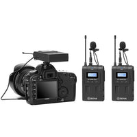 E-electronic XINPU New BOYA BY-WM8 Pro-K1/K2 UHF Wireless Microphone (Transmitter+Receiver) 48 Channels Lapel Mic System with LCD Screen for DSLR Camera Camcorder iPhone Samsung Youtube Street Interview Livesteam Vblog