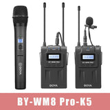 E-electronic XINPU New BOYA BY-WM8 Pro-K1/K2 UHF Wireless Microphone (Transmitter+Receiver) 48 Channels Lapel Mic System with LCD Screen for DSLR Camera Camcorder iPhone Samsung Youtube Street Interview Livesteam Vblog