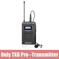 E-electronic XINPU New BOYA BY-WM8 Pro-K1/K2 UHF Wireless Microphone (Transmitter+Receiver) 48 Channels Lapel Mic System with LCD Screen for DSLR Camera Camcorder iPhone Samsung Youtube Street Interview Livesteam Vblog