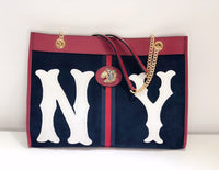 H-bag GUCCI HANDBAG Rajah large tote with NY Yankees patch size: 17"W x 14"L x 2.5"H Style:537219