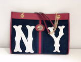H-bag GUCCI HANDBAG Rajah large tote with NY Yankees patch size: 17"W x 14"L x 2.5"H Style:537219