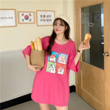 Cartoon Korean Oversized T-shirts Women Short Sleeve Hamster Shirts women Retro Loose Pullover Tops