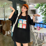 Cartoon Korean Oversized T-shirts Women Short Sleeve Hamster Shirts women Retro Loose Pullover Tops