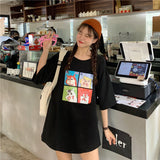 Cartoon Korean Oversized T-shirts Women Short Sleeve Hamster Shirts women Retro Loose Pullover Tops
