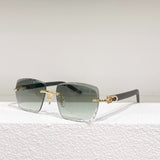 Luxury style sunglass seaside photo trend sunglasses super good looking square polygon cutting frameless glasses brand designe