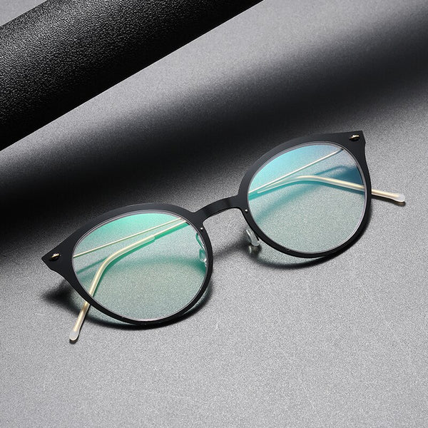 Men's Glasses Frame 6548 Denmark Titanium No Screw Korea Glasses Frames Optical Ultra-light Business Round Frame Glasses