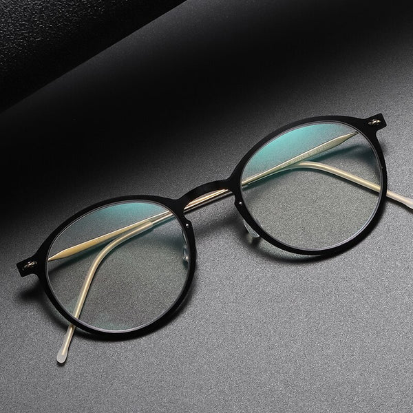 Reading Glasses Denmark Linde 6541 Titanium No Screw Glasses Frames Optical Ultra-light Business Round Prescription Diopter