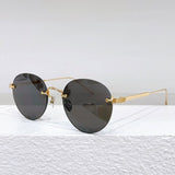CT Rimless Frameless Pure Titanium Sunglasses Round Unisex Original Quality Silver Eyeglasses Uv400 0393S Designer Brand Glasses