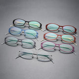 Men's Glasses Oval Denmark Linde 6509 Titanium No Screw Korea Glasses Frames Optical Ultra-light Women Lens