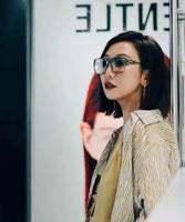S-sunglasses Korean Style Rectangular Black Acetate Frame Anti Radiation Glasses For Loopy Women Oversized Shades for Women Glasses Frame Clear Lens Eyeglasses Elastic Temples Leg