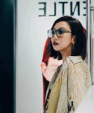 S-sunglasses Korean Style Rectangular Black Acetate Frame Anti Radiation Glasses For Loopy Women Oversized Shades for Women Glasses Frame Clear Lens Eyeglasses Elastic Temples Leg