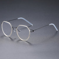 Gillian Denmark Titanium No Screw Korea Glasses Frames Optical Ultra-light Business Round Prescription Diopter Eyeglasses Men