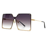 Square Metal Sunglasses Women Ladies Metal High Quality Large Frame Gradient Sunglasses