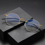 Denmark Titanium Screwless Korea Glasses Frames Optical Ultra-light Business Round Prescription Diopter Titanium Eyeglasses Men