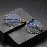 Denmark Titanium Screwless Korea Glasses Frames Optical Ultra-light Business Round Prescription Diopter Titanium Eyeglasses Men