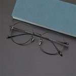 PT813 Handmade titanium eyeglass Round frame Glasses  myopia  prescription retro thin legs, flat light, and height options